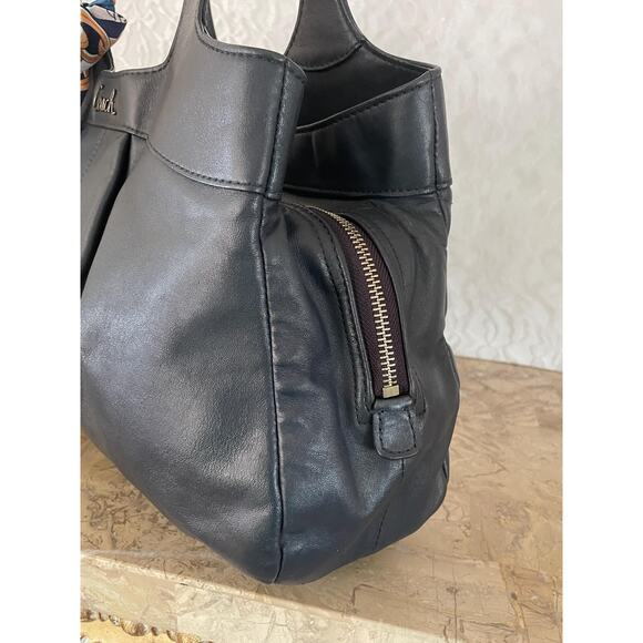 COACH Lexy pearlized navy Pleated Leather Carryall Shoulder Bag F18829 - Picture 4 of 10